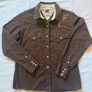 Brown Western Shirt with Embroidery